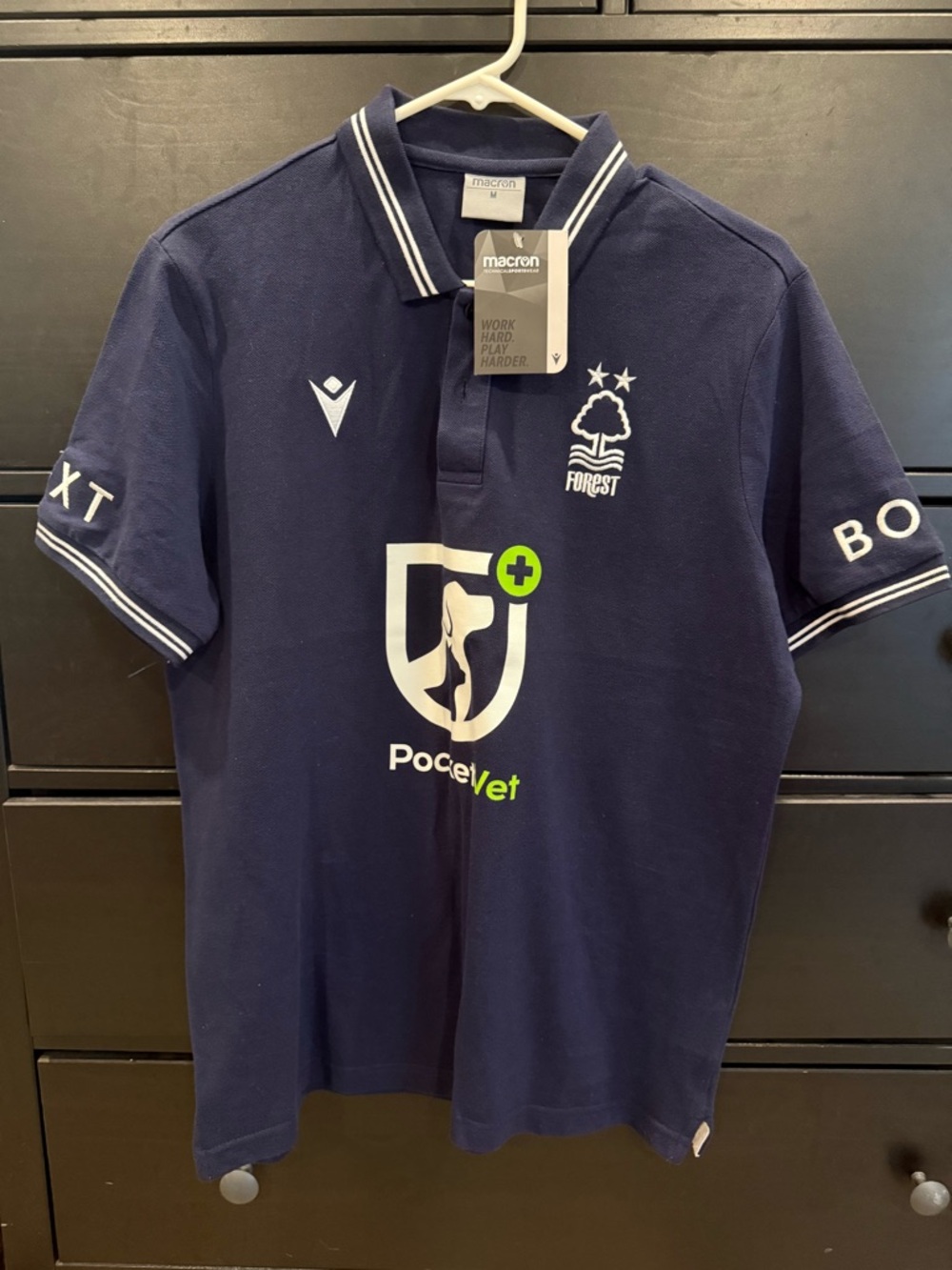 MACARON navy and white Nottingham Forest Polo with Embroidered Crest